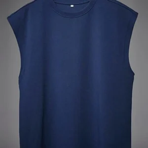 Oversized Sleeveless Tee – Navy Blue