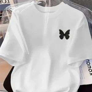 Women’s Butterfly Print White T-Shirt