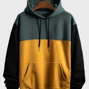 Premium Triple Tone Hoodie – Mustard, Teal & Black